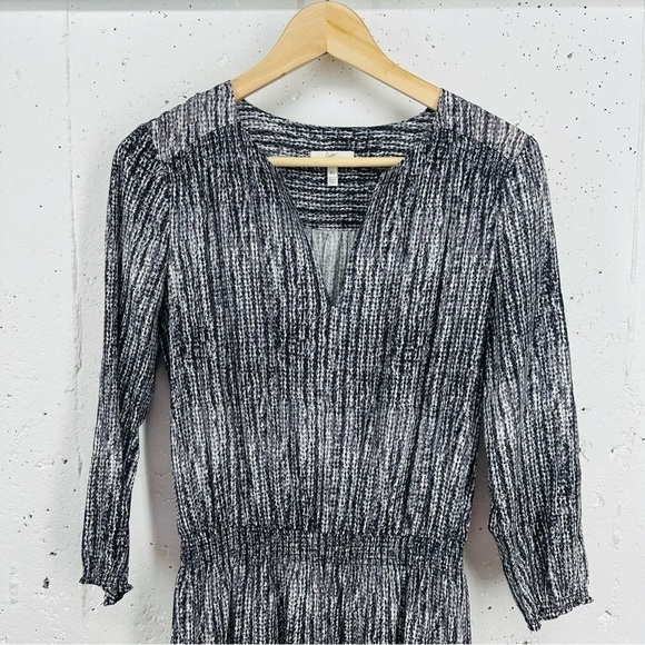 Joie size XS Black White Smocked Waist Mini Dress - Picture 3 of 14